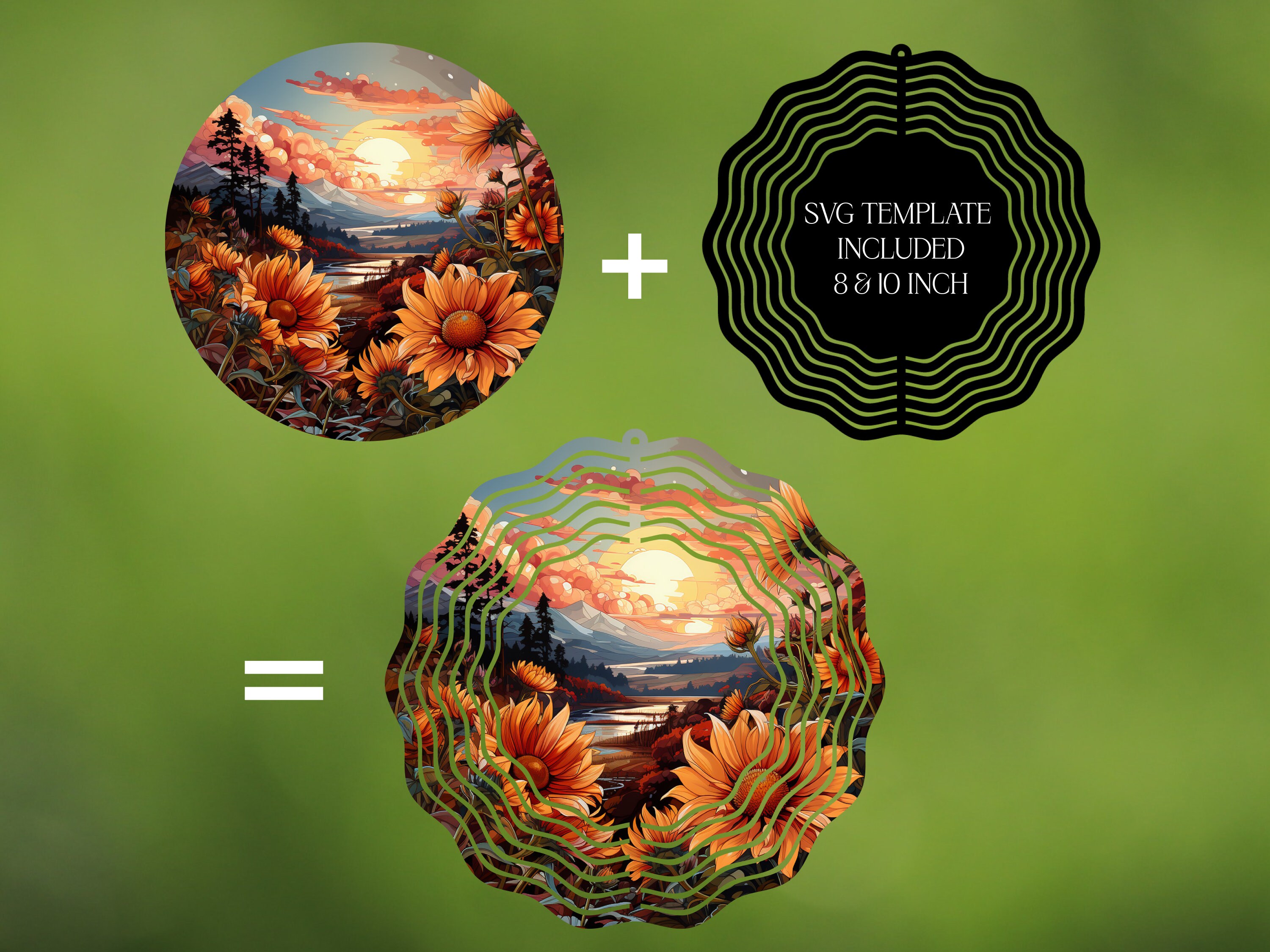 Sunflower Wind Spinner Stained Glass Sublimation Design Template, Wind ...