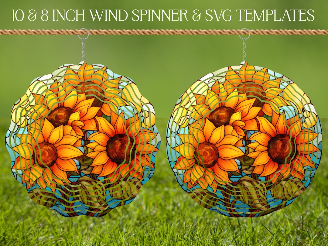 Sunflower Wind Spinner Stained Glass Sublimation Design Template, Wind ...