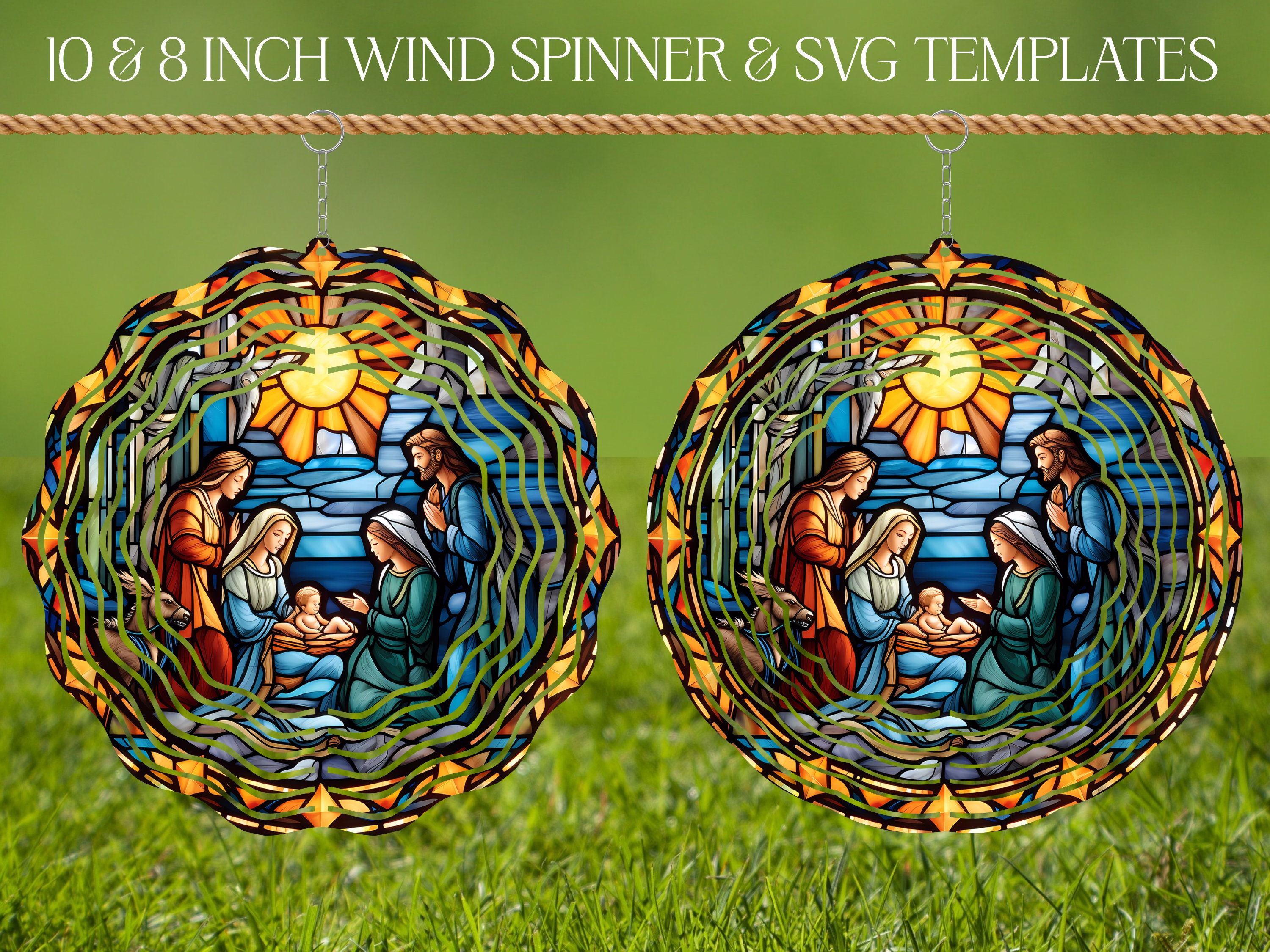 Wind Spinner Stained Glass Sublimation Design Template Wind Spinner SVG ...