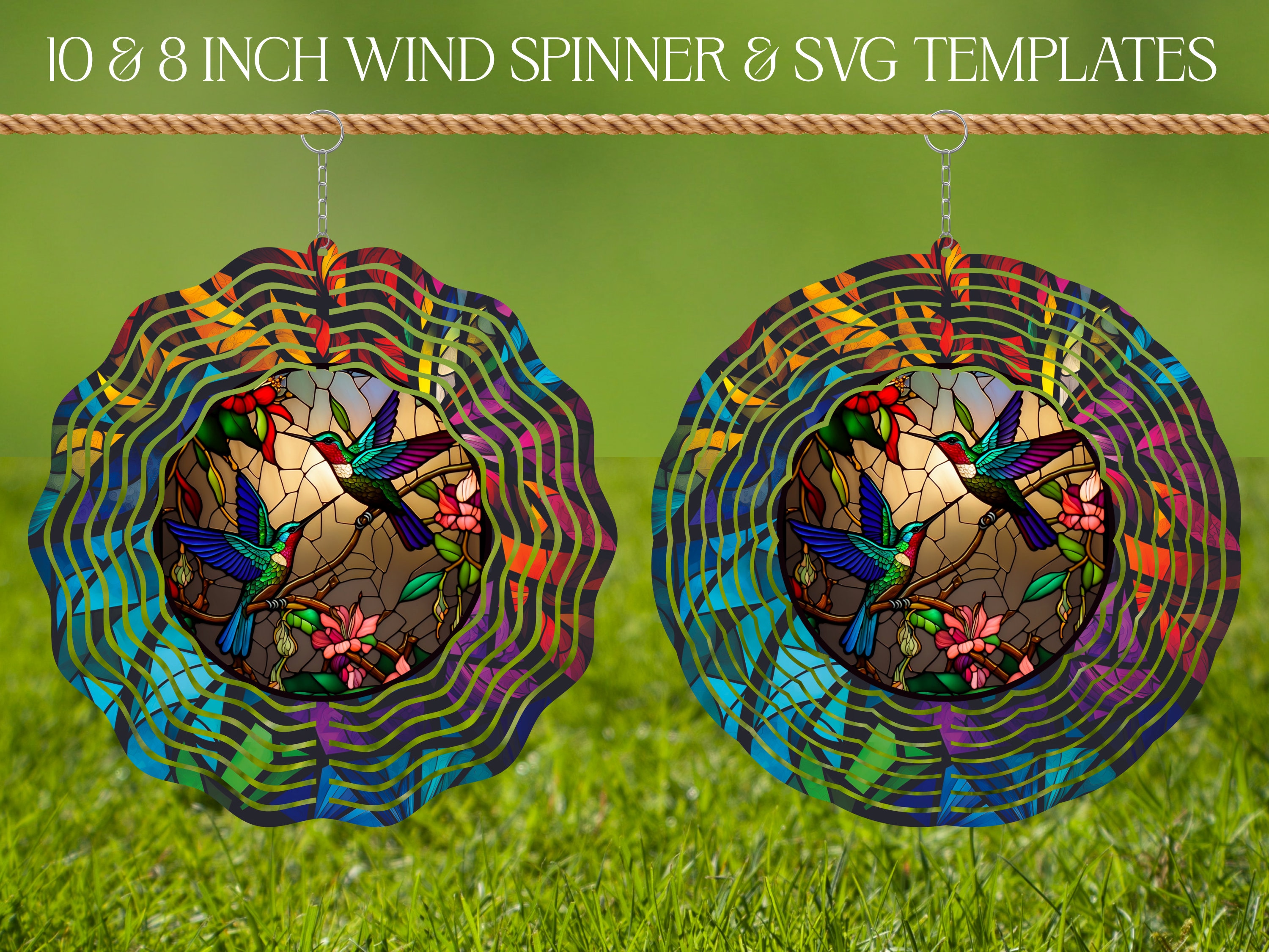 Hummingbird Wind Spinner Stained Glass Sublimation Design Template ...