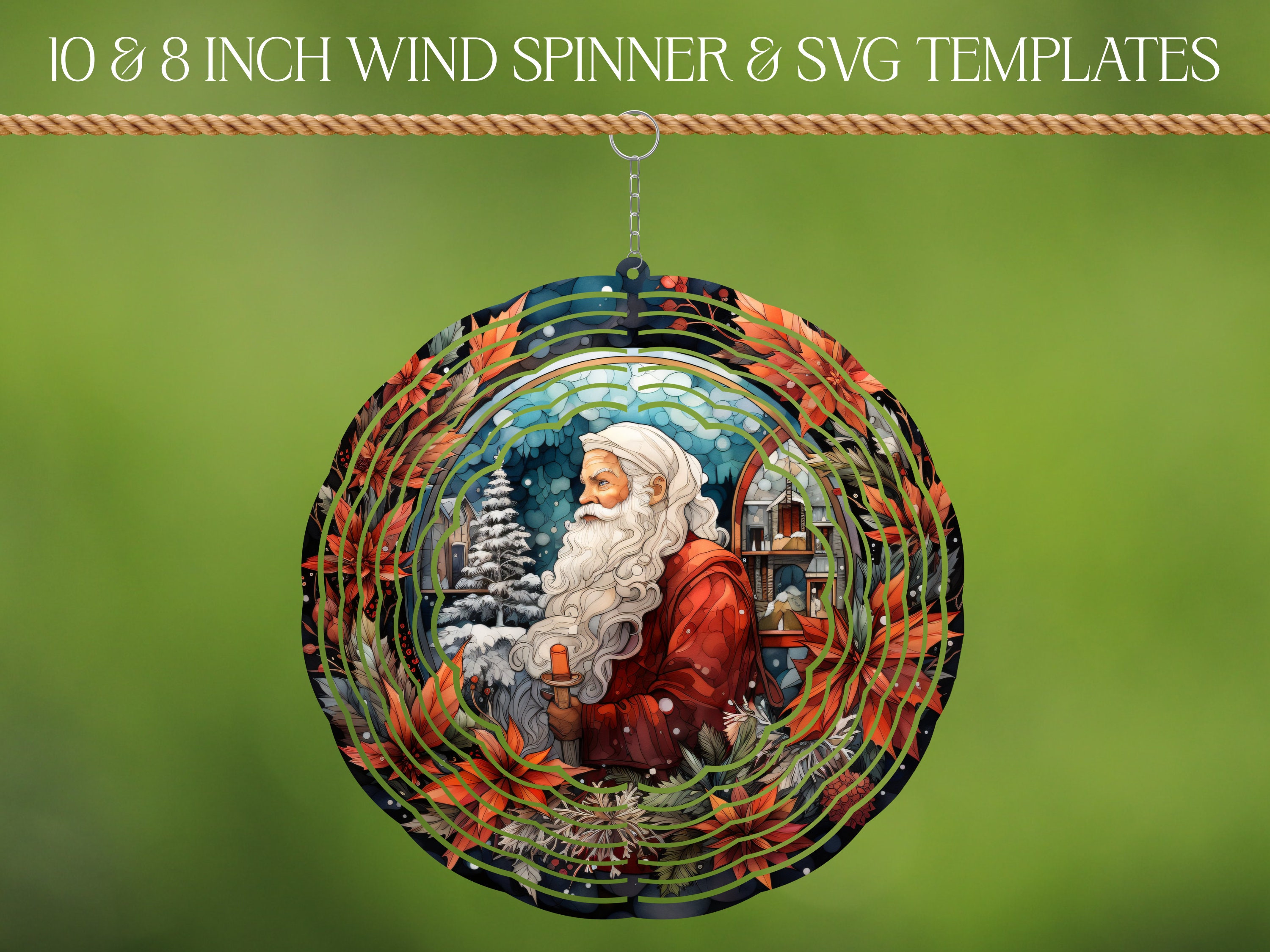 Santa Wind Spinner Stained Glass Sublimation Design Template Wind ...