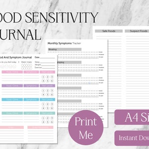 Food Sensitivity Journal, Printable Food & SymptomsTracker, Daily Monthly Food Planner, Food Diary, Meal Calorie Tracker, US Letter, IBS