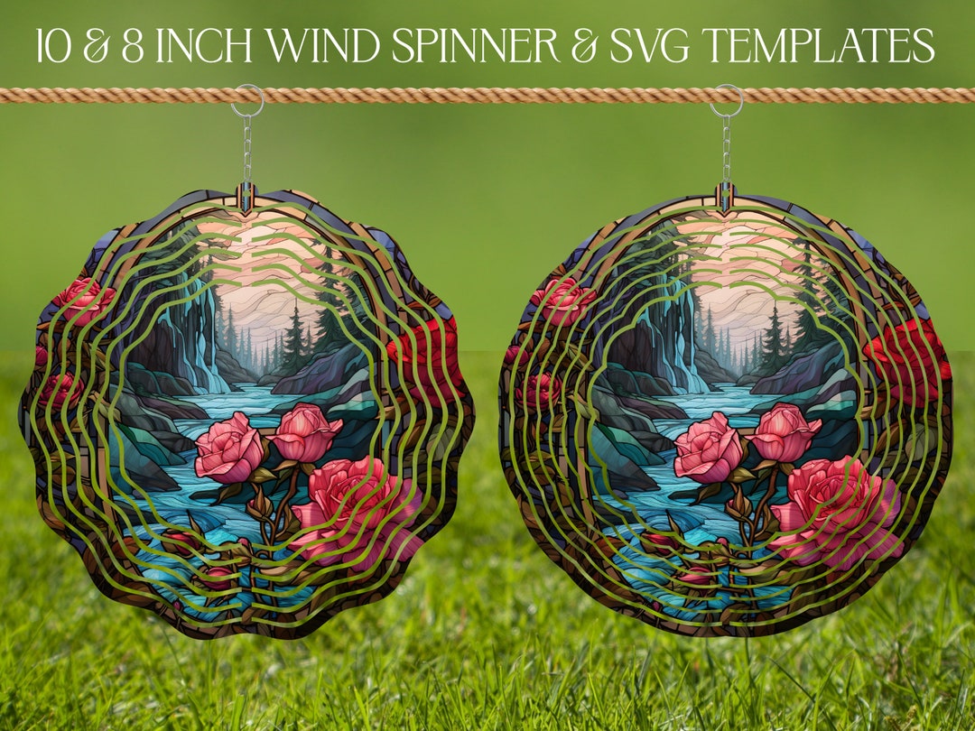 Waterfall Wind Spinner Stained Glass PNG Sublimation Design Template ...