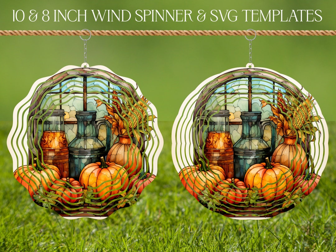Thanksgiving Wind Spinner Stained Glass Sublimation Design Template ...