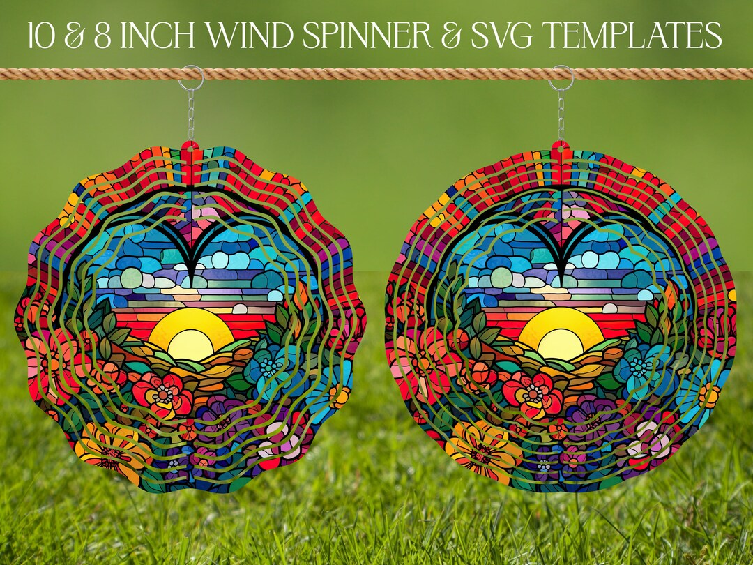 Wind Spinner Stained Glass Sublimation Design Template, Wind Spinner ...