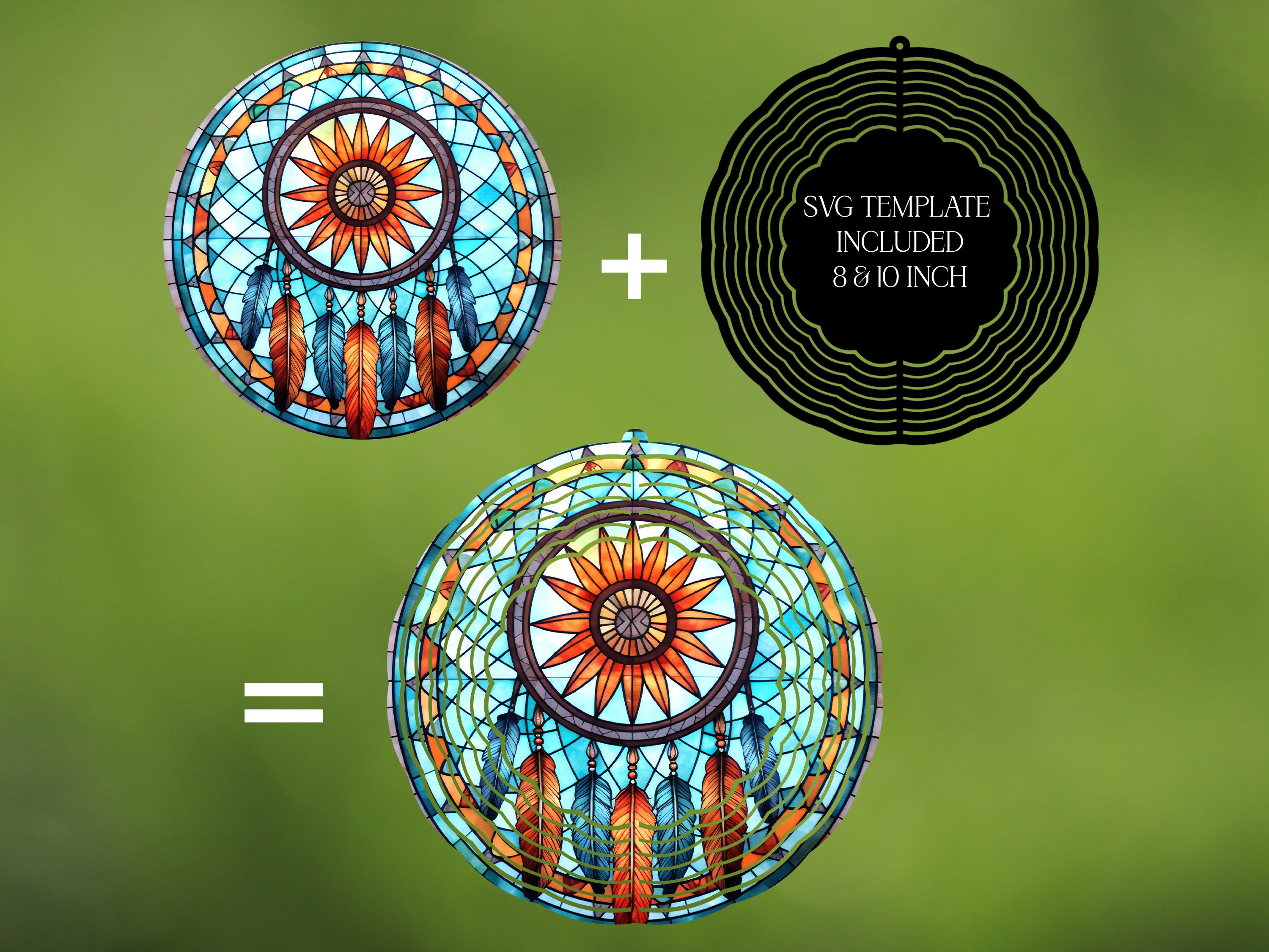 Dream Catcher Wind Spinner Stained Glass Sublimation Design Template ...