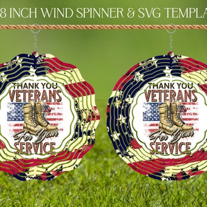 Usa Flag Wind Spinner Sublimation Template, Wind Spinner SVG, 10 and 8 inch Round Sublimation, Proud Veterans Boots Spinners png, American