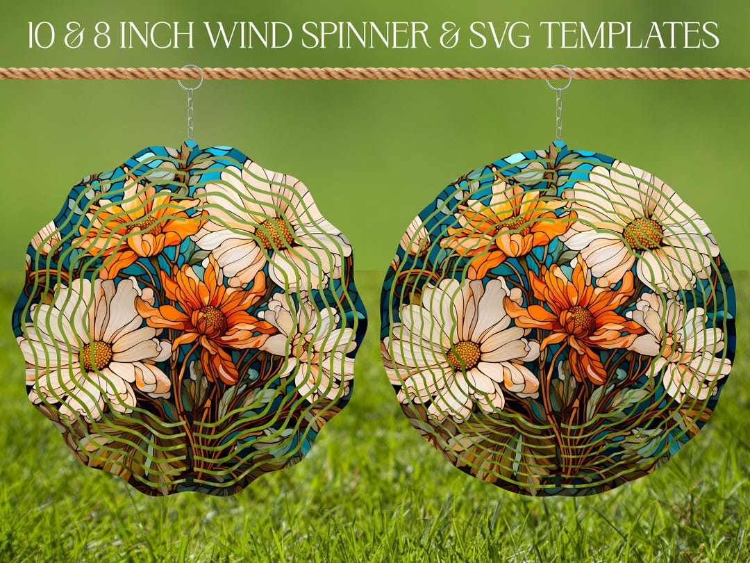 Flowers Field Wind Spinner Stained Glass Sublimation Design Template ...