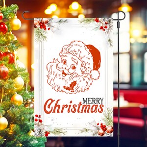 Garden Flag Sublimation Design 12x18, Merry Christmas Santa, Digital Download Design, PNG, Garden Porch Decor Art, Yard Sign, Event Banner