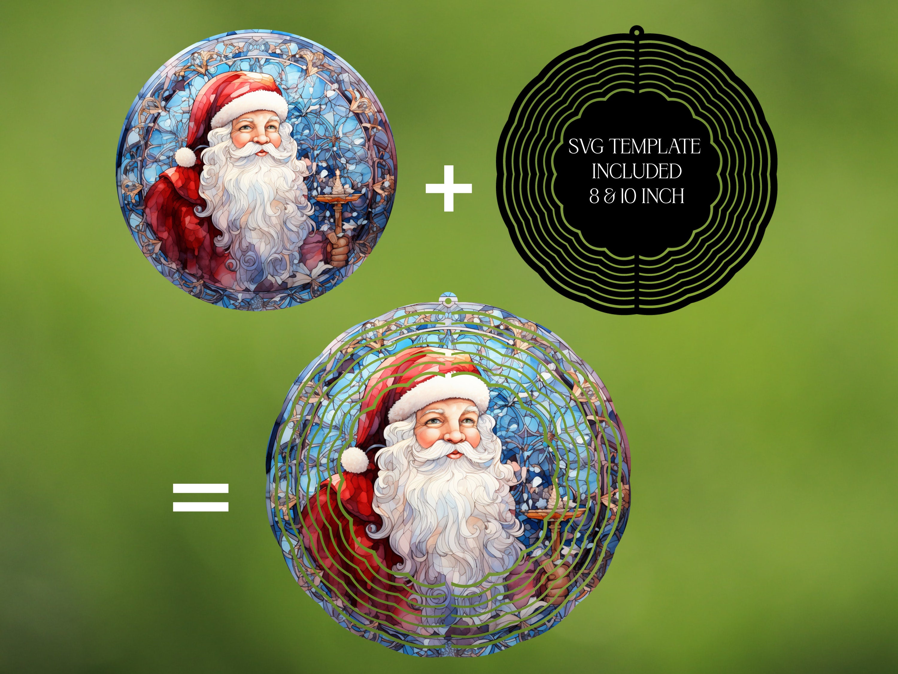 Christmas Santa Wind Spinner Stained Glass Sublimation Design - Etsy