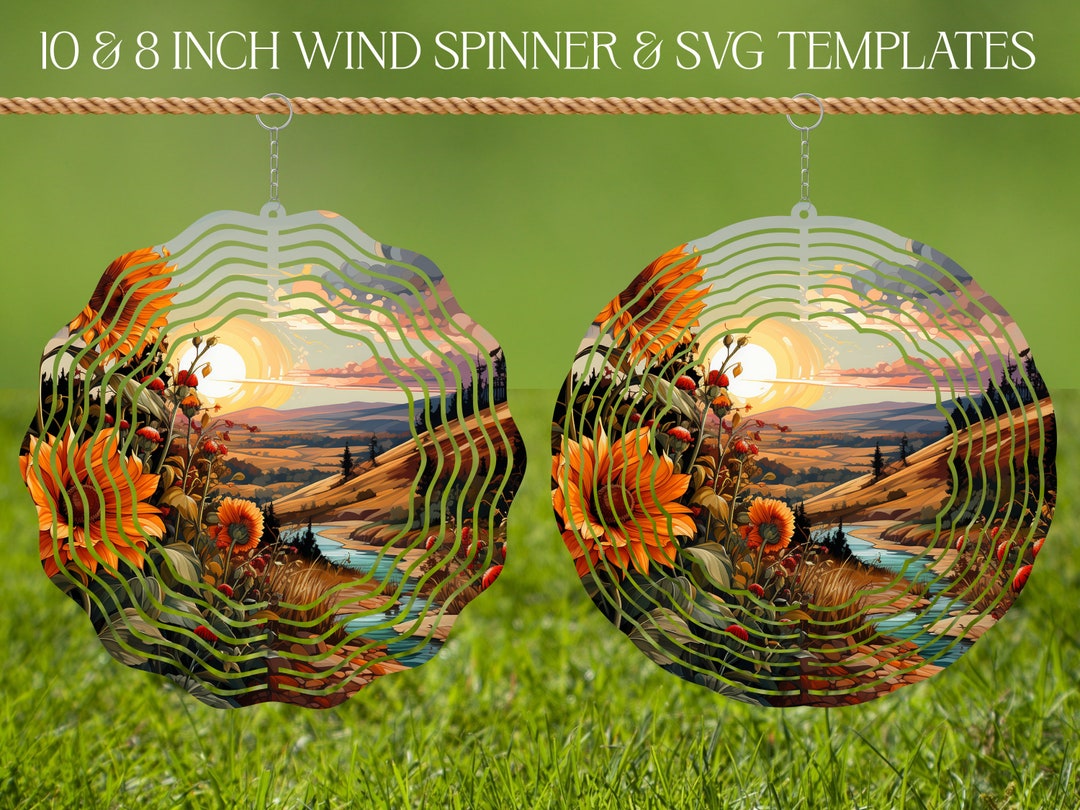 Sunflowers Wind Spinner Stained Glass Sublimation Design Template, Wind ...