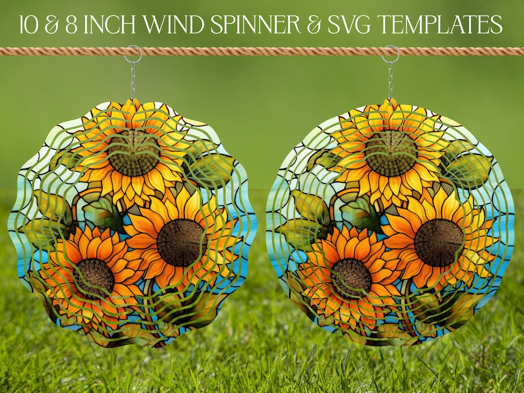 Sunflower Wind Spinner Stained Glass Sublimation Design Template, Wind ...