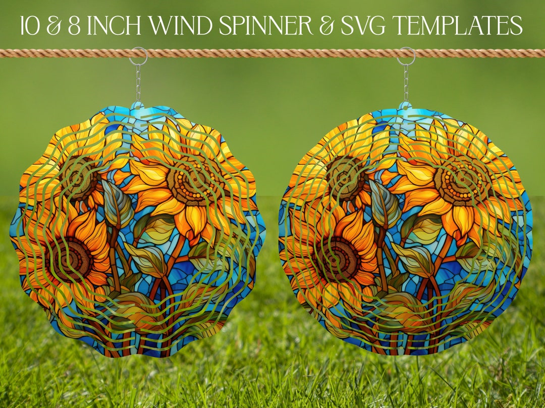 Sunflowers Wind Spinner Stained Glass Sublimation Design Template, Wind ...