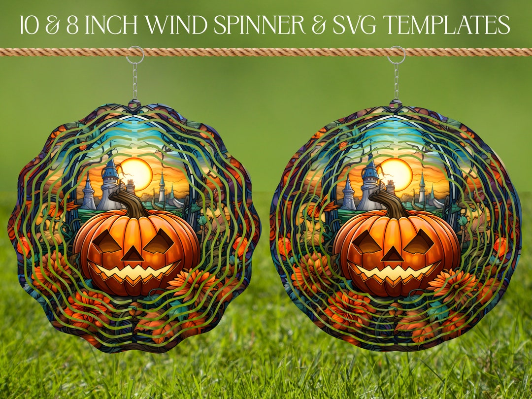 Pumpkin Wind Spinner Stained Glass Sublimation Halloween Design ...