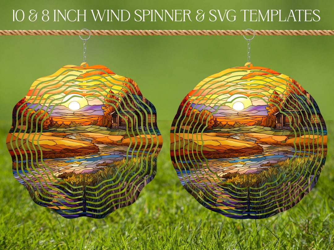 Farmhouse Wind Spinner Stained Glass PNG Sublimation Design Template ...