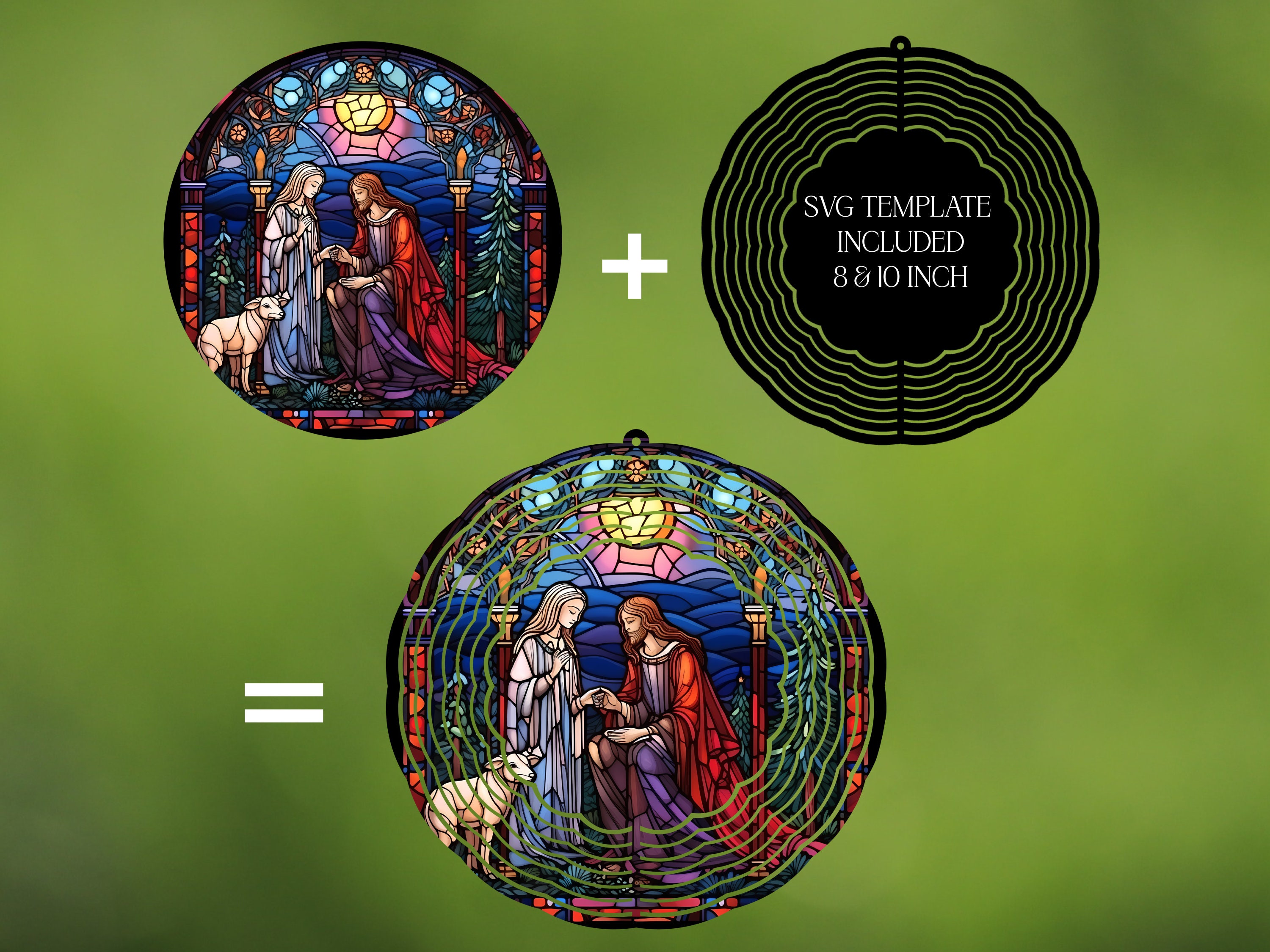 Wind Spinner Stained Glass Sublimation Design Template Wind Spinner SVG ...
