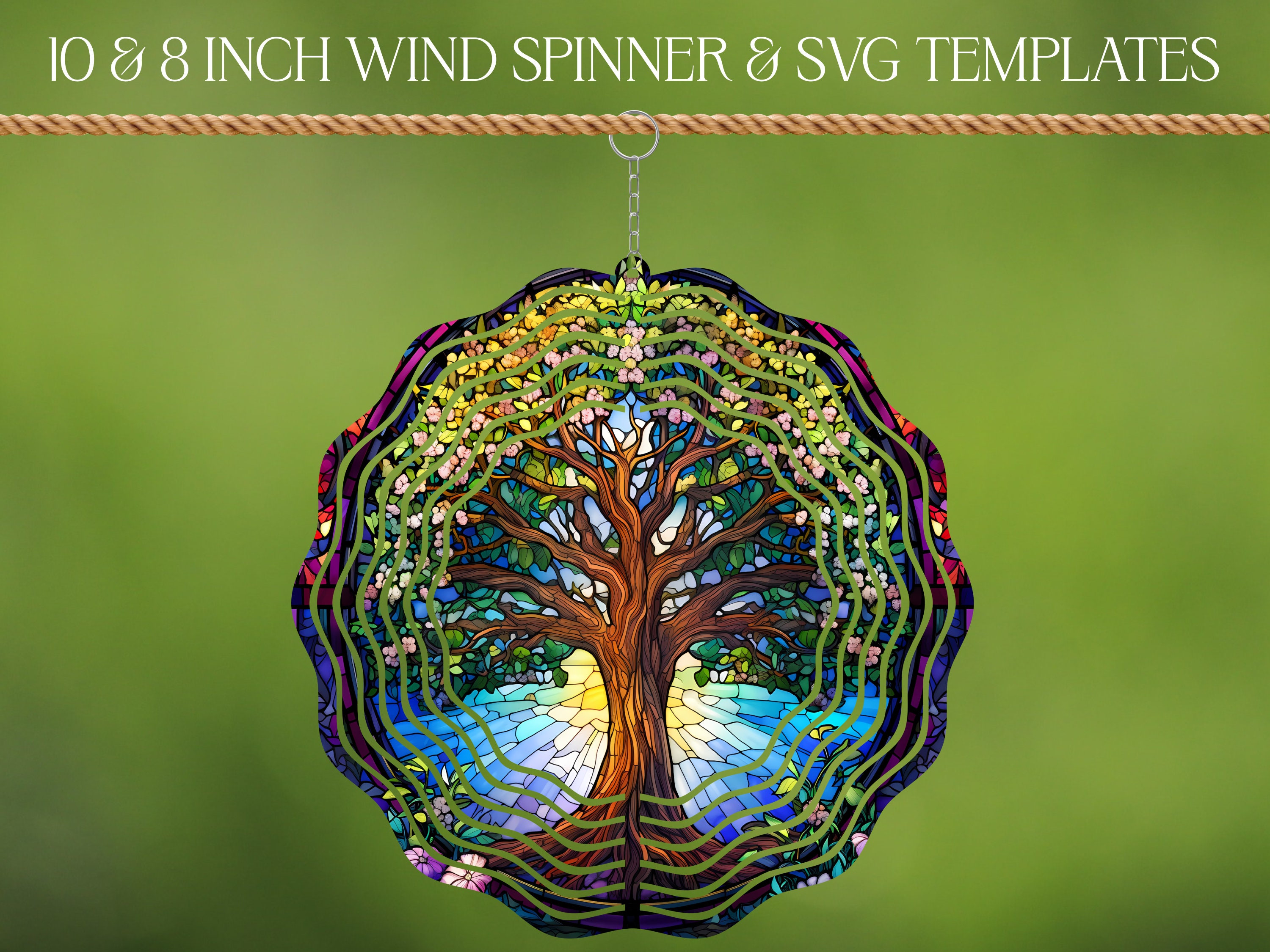Tree of Life Wind Spinner Stained Glass Sublimation Design Template ...