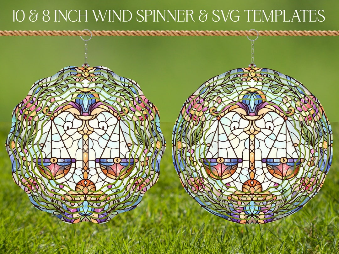 Spinner Sign Frame Zodiac Sign Libra Wind Spinner Stained Glass Sublimation Design ...