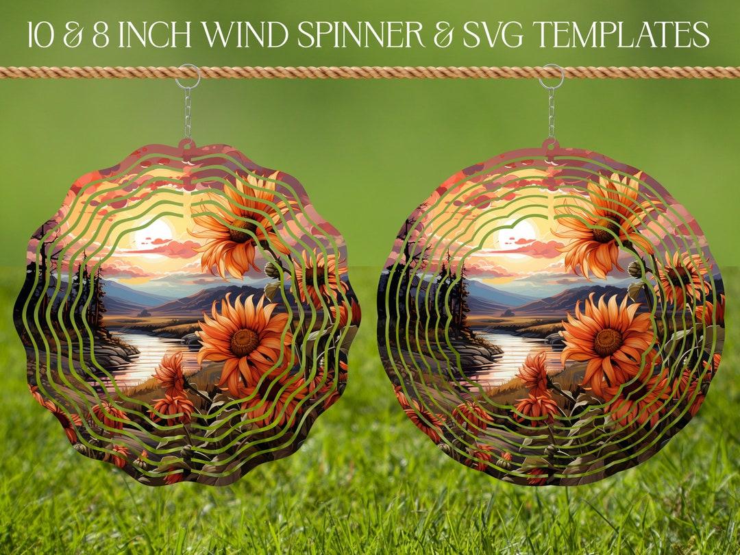 Sunflower Wind Spinner Stained Glass Sublimation Design Template, Wind ...