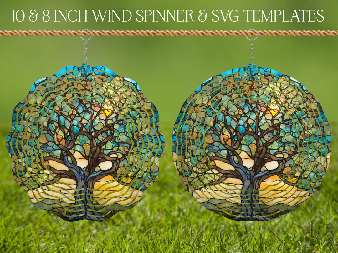 Tree Wind Spinner Stained Glass Sublimation Design Template, Wind ...