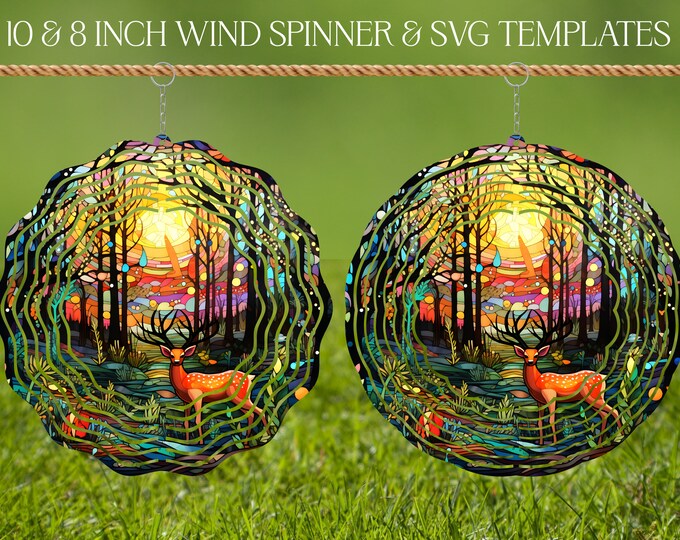 Wind Spinner Stained Glass Sublimation Design Template Fall Scene Wind ...