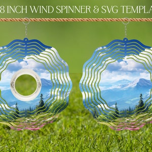Modello di progettazione sublimazione PNG di Memorial Wind Spinner, Wind Spinner SVG, Giardino rotondo da 10 pollici, Spinner sospesi png Mockup Download digitale