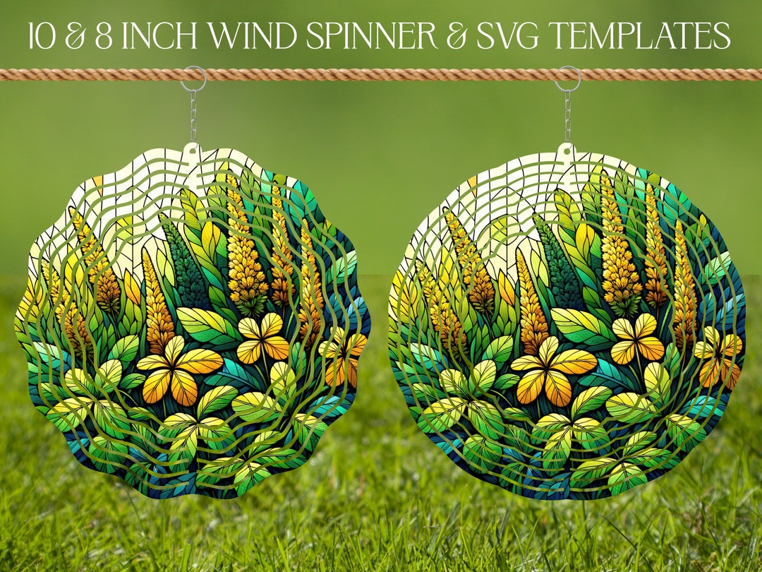 Flowers Wind Spinner Stained Glass Sublimation Design Template, Wind ...