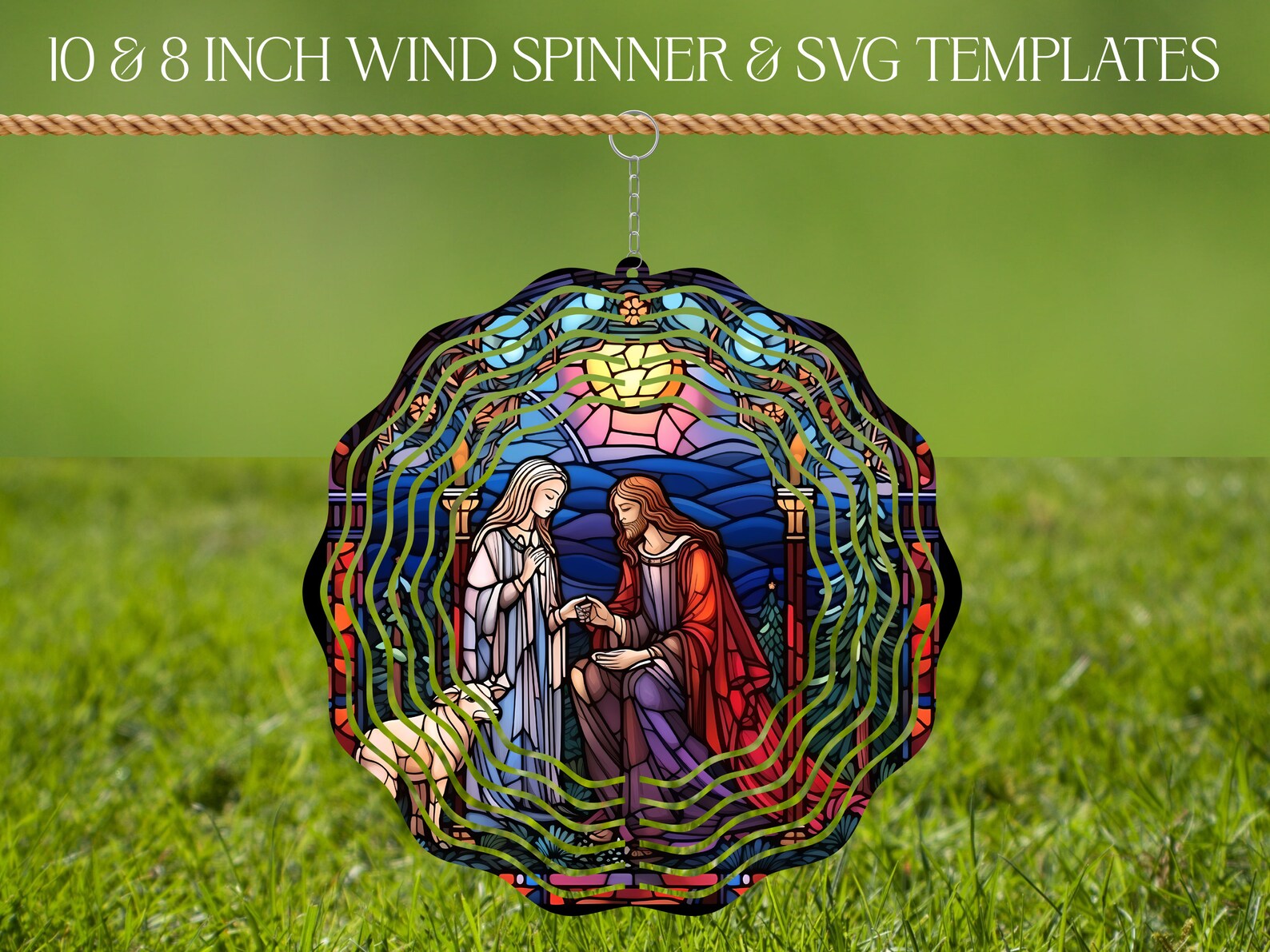 Wind Spinner Stained Glass Sublimation Design Template Wind Spinner SVG ...