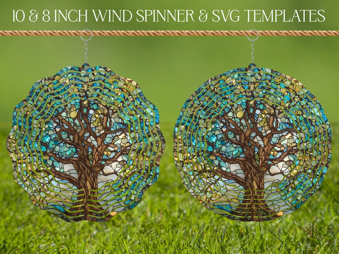 Tree Wind Spinner Stained Glass Sublimation Design Template, Wind ...