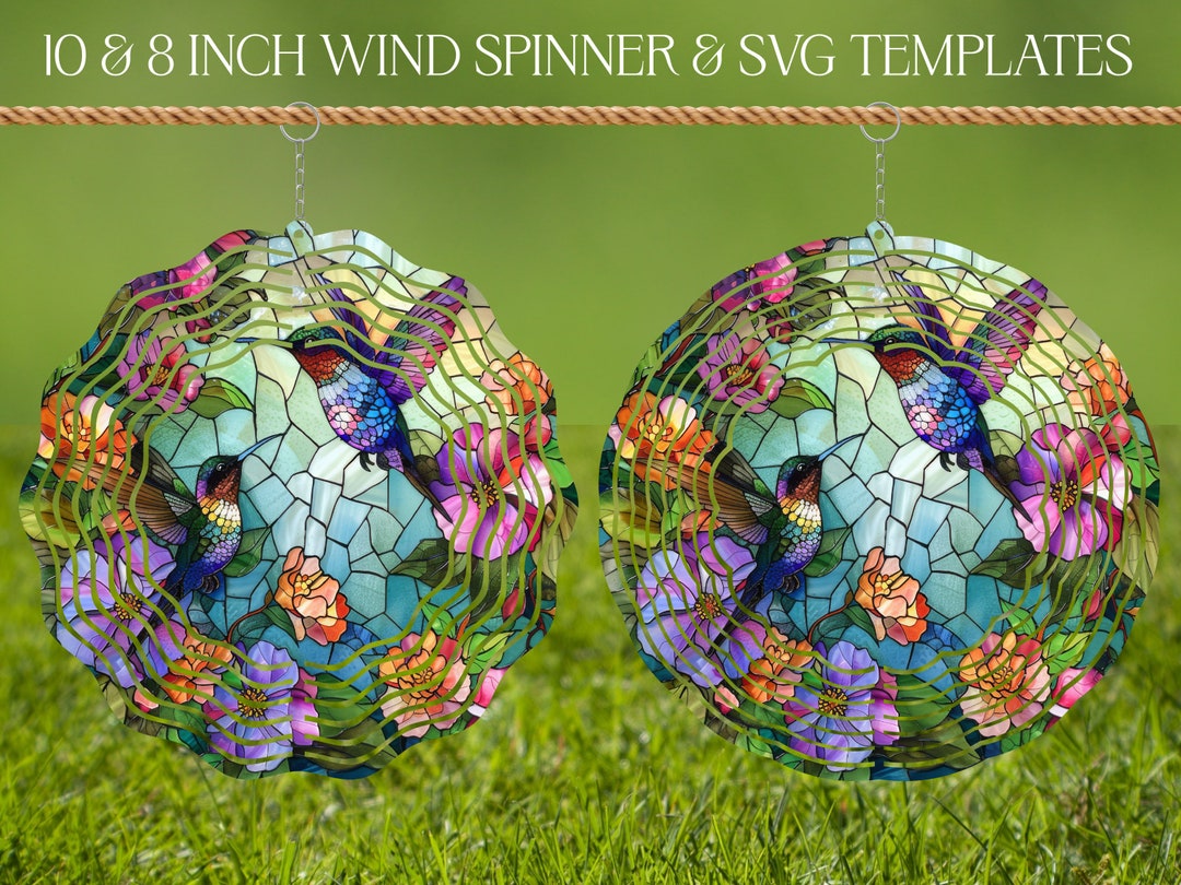 Hummingbird Wind Spinner Stained Glass Sublimation Design Template ...