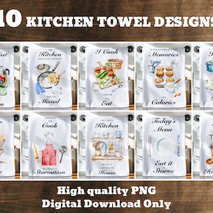 Funny Kitchen Towel Sublimation Design, Kitchen Towels Sublimation PNG Bundle, Cute Sayings, Tea Towel PNG Instant Download Digital Clipart