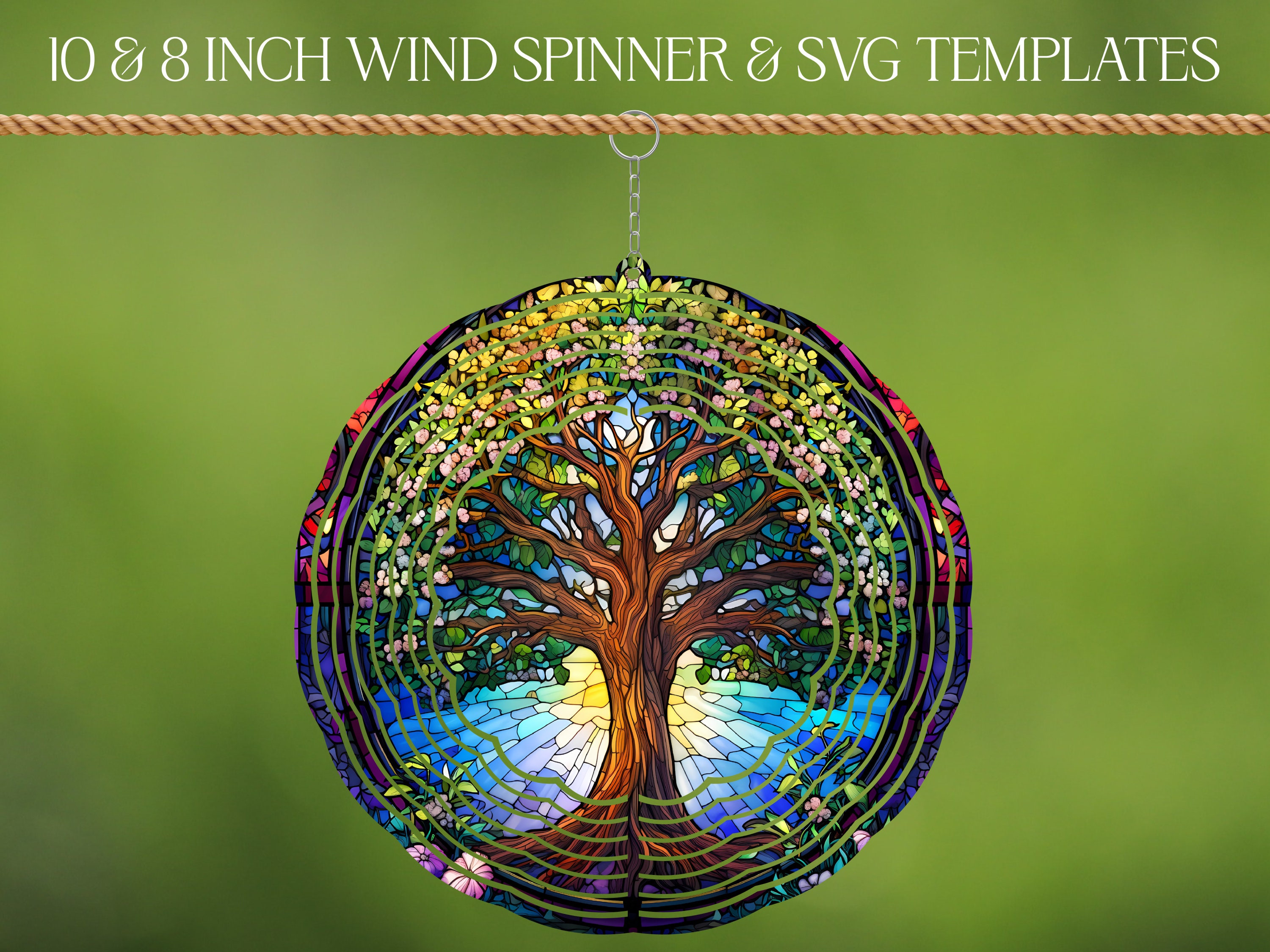 Tree of Life Wind Spinner Stained Glass Sublimation Design Template ...