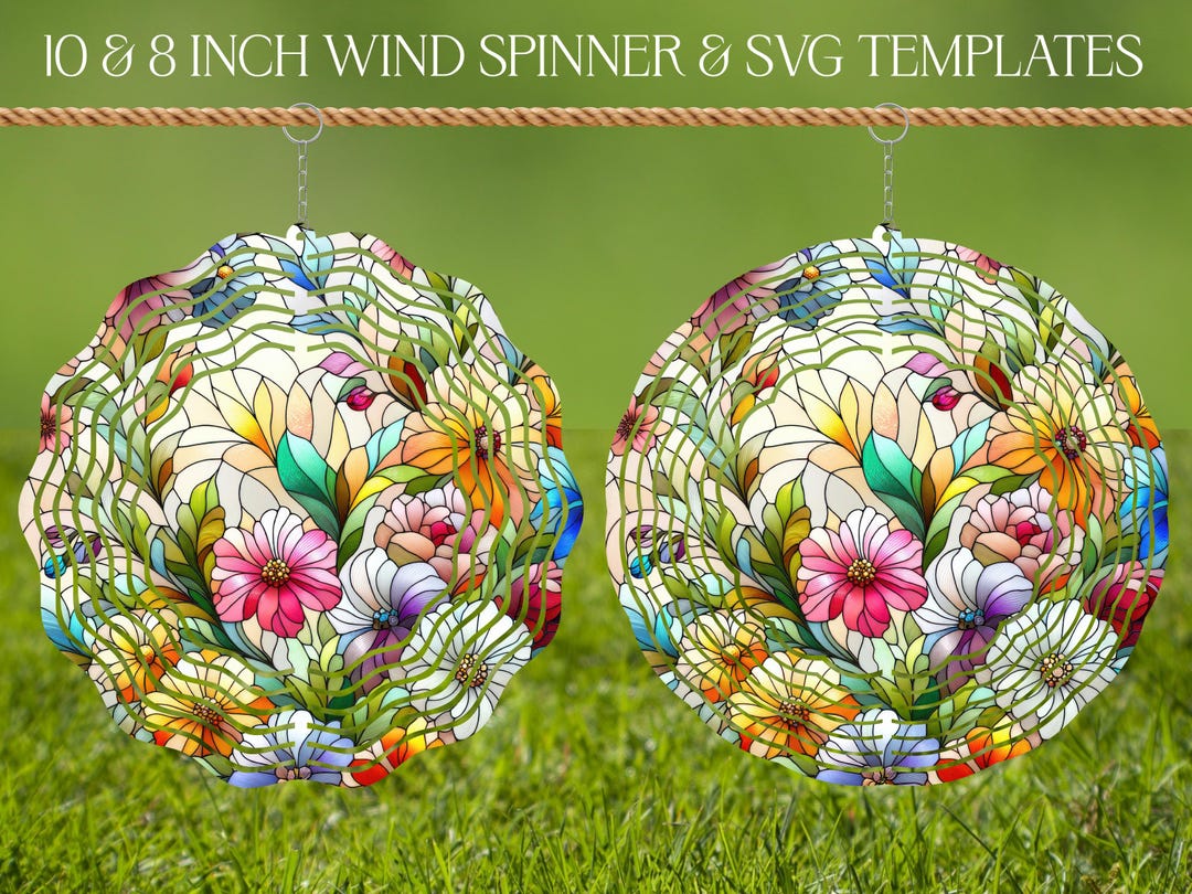 3D Flowers Wind Spinner Stained Glass Sublimation Design Template ...
