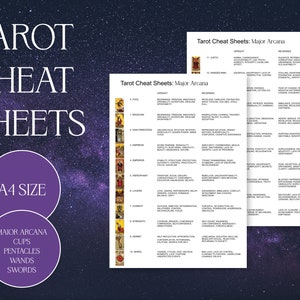 Tarot Cheat Sheets, for Tarot readers, printable, instant download PDF, cheat sheet journal page bundle.