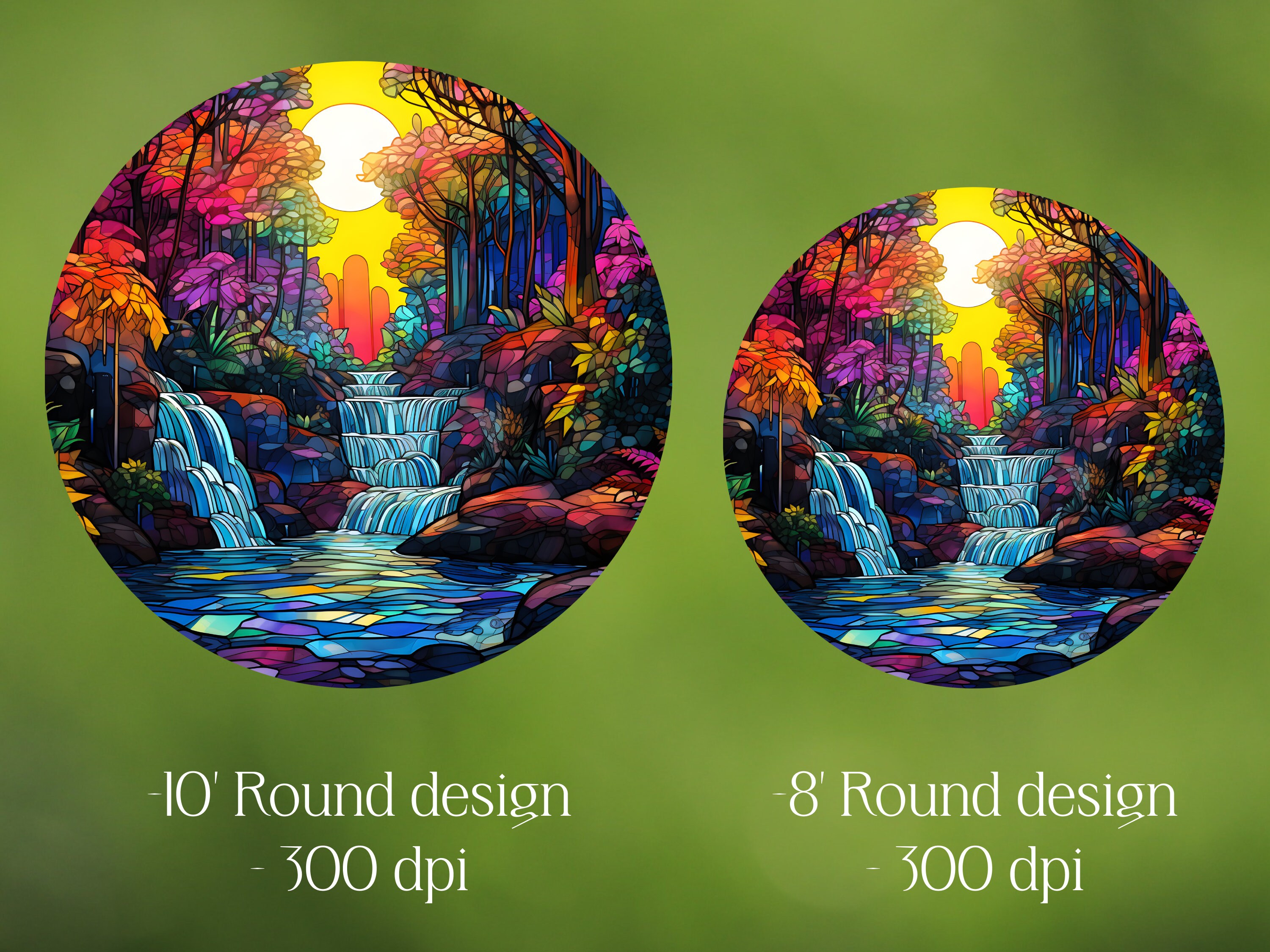 Waterfall Wind Spinner Stained Glass PNG Sublimation Design Template ...
