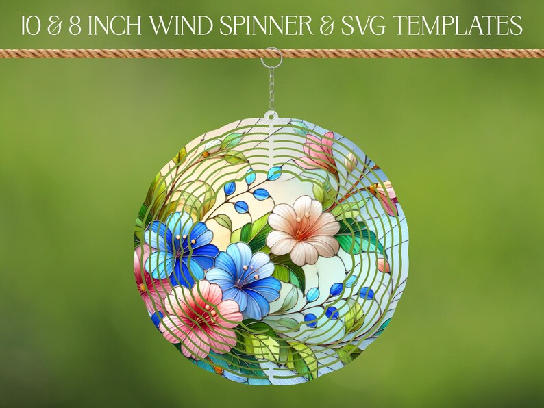 3D Flowers Wind Spinner Stained Glass Sublimation Design Template ...
