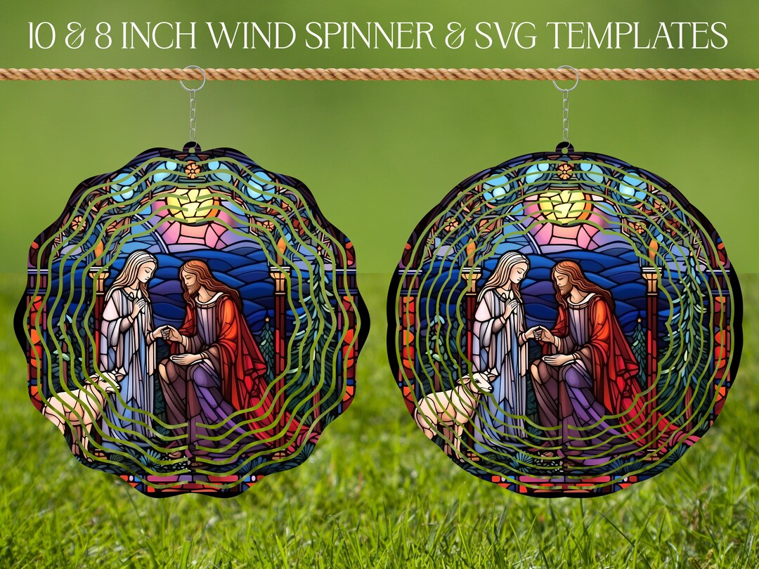 Wind Spinner Stained Glass Sublimation Design Template Wind Spinner SVG ...