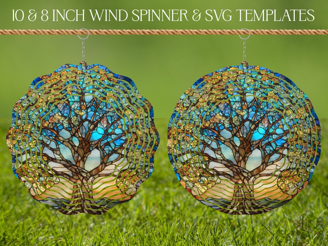 Tree Wind Spinner Stained Glass Sublimation Design Template, Wind ...