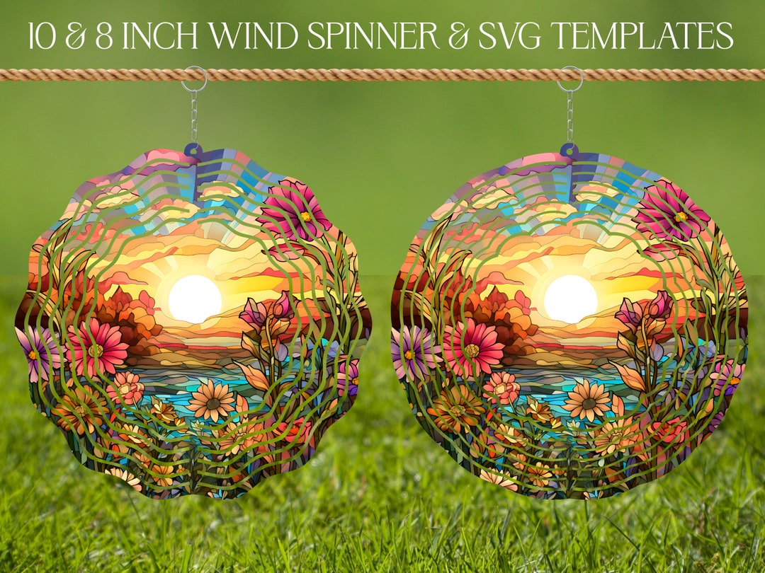 Flowers Meadow Wind Spinner Stained Glass Sublimation Design Template ...