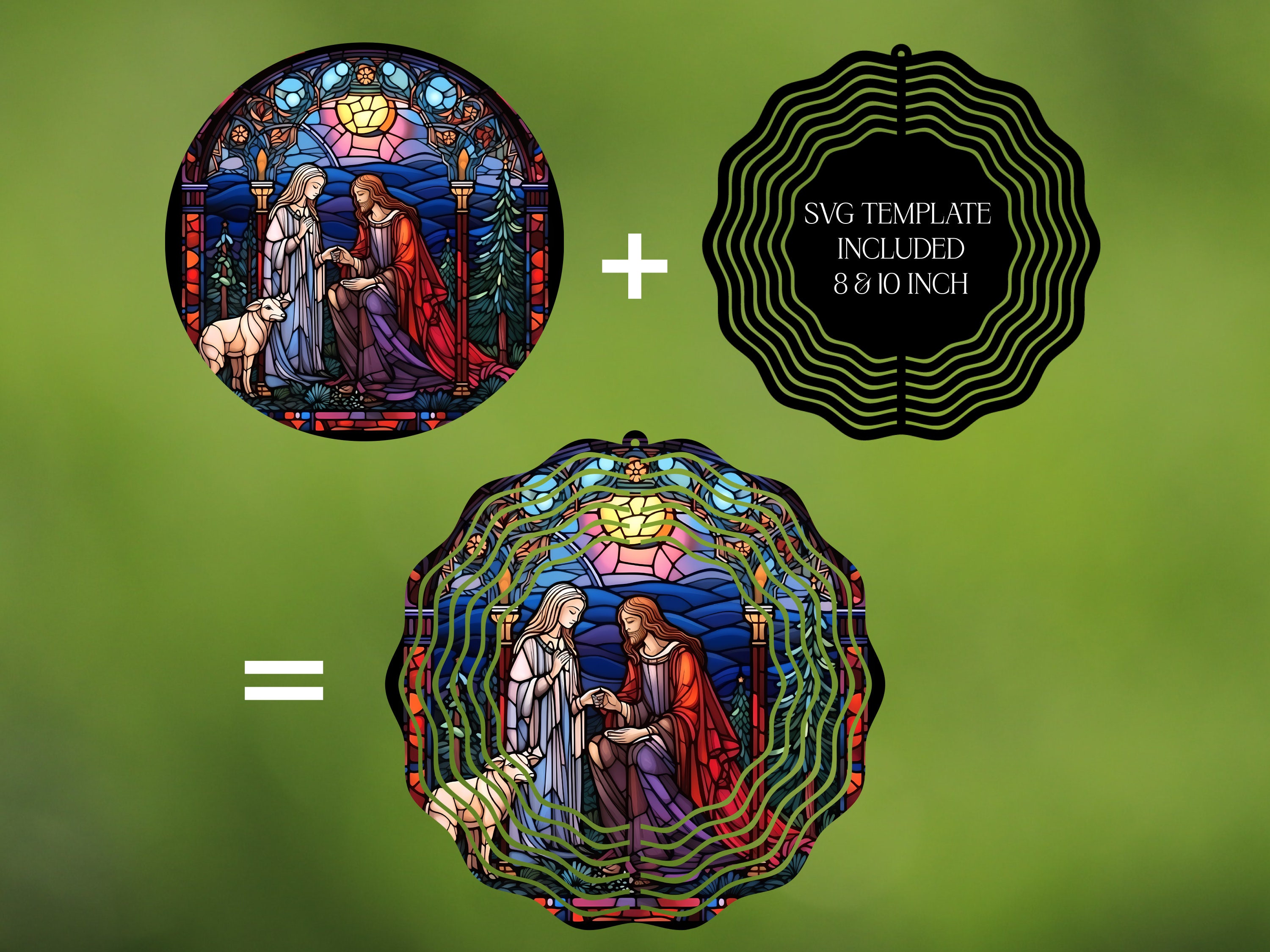 Wind Spinner Stained Glass Sublimation Design Template Wind Spinner SVG ...