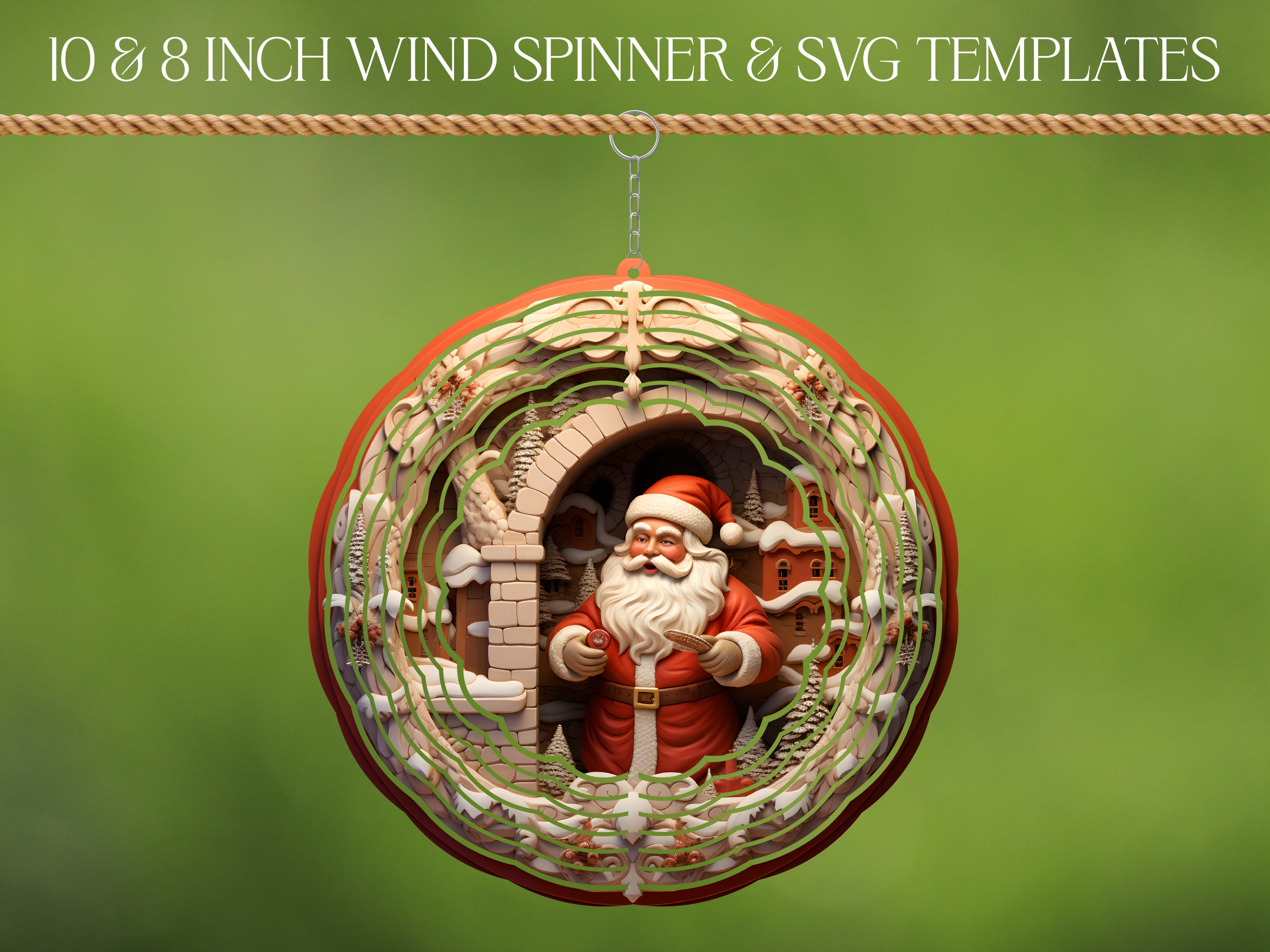 3D Santa Wind Spinner Sublimation Design Template, Wind Spinner SVG, 10 ...