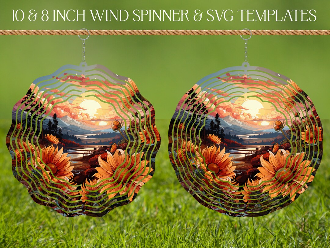 Sunflower Wind Spinner Stained Glass Sublimation Design Template, Wind ...