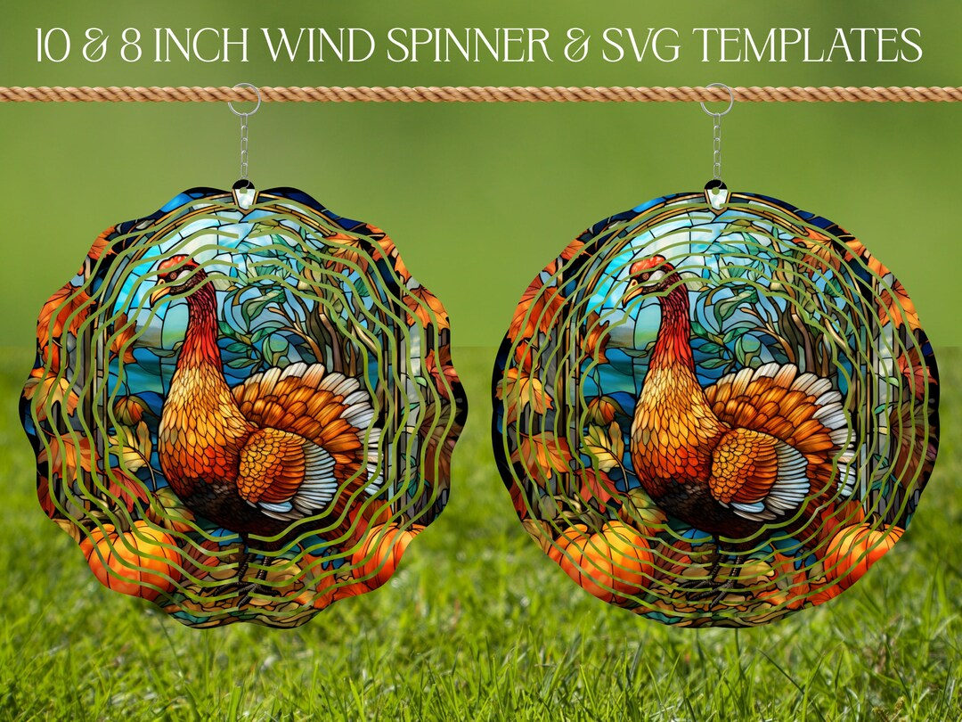 Thanksgiving Wind Spinner Stained Glass Sublimation Design Template ...