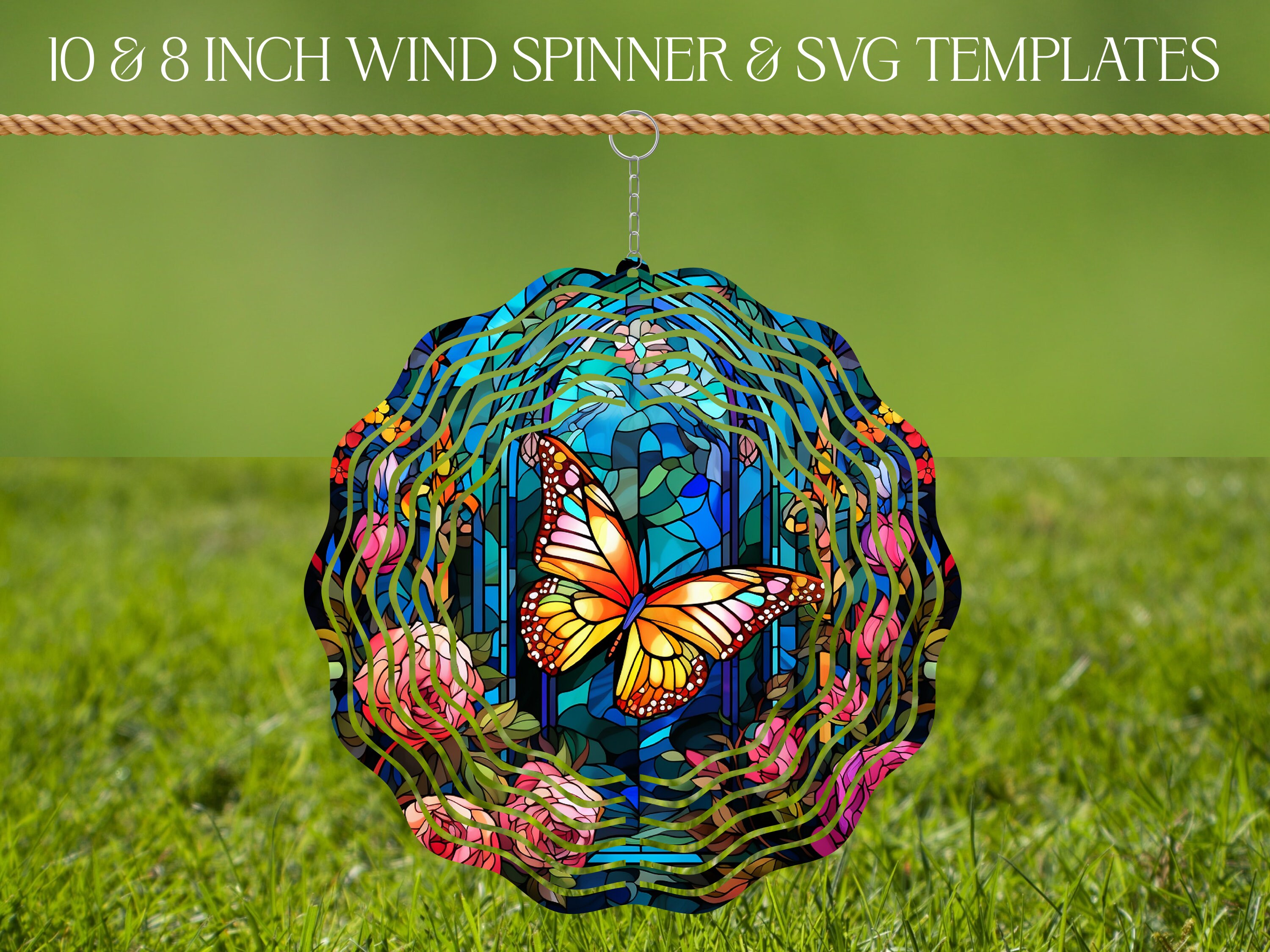 Butterfly Wind Spinner Stained Glass Sublimation Design Template, Wind ...