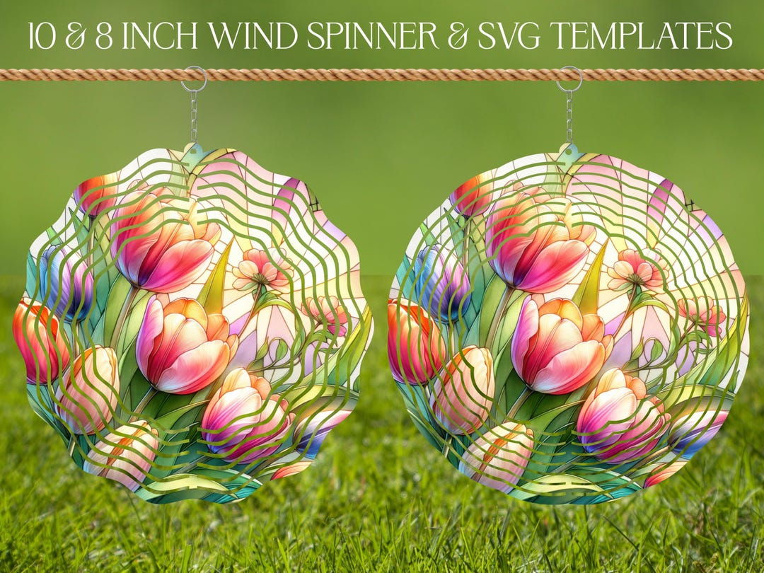 3D Flowers Wind Spinner Stained Glass Sublimation Design Template ...