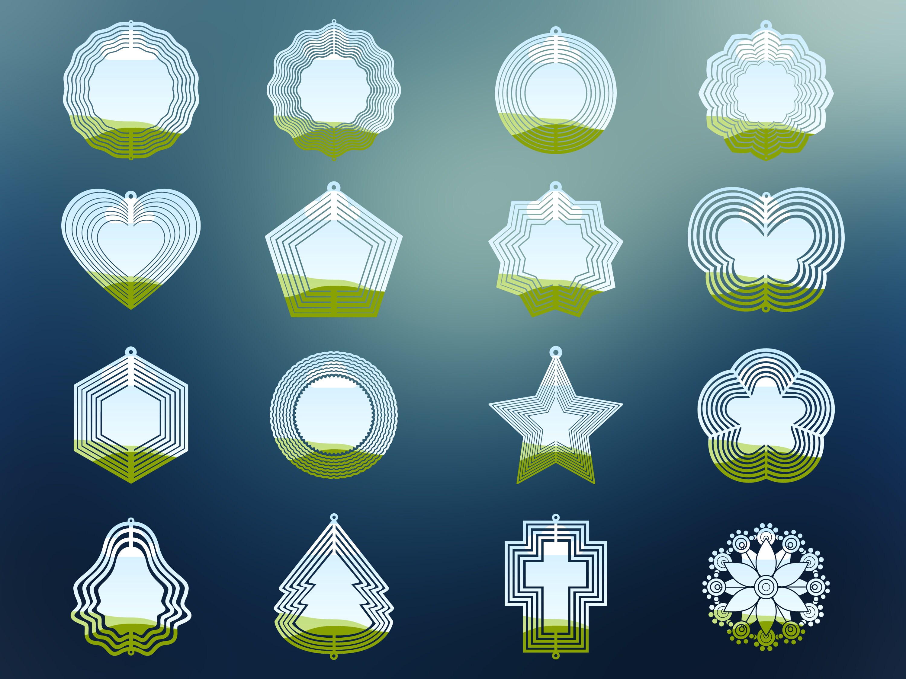 Spinner Sign Frame Editable Wind Spinner Canva Frame Bundle Set of 16 Design Mockup Frames ...