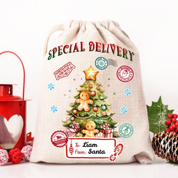 Santa Sack Sublimation Design PNG, Christmas Gift Bag PNG File Christmas Sack 20X27 Inch Santa Claus with Gifts PNG Digital Instant Download