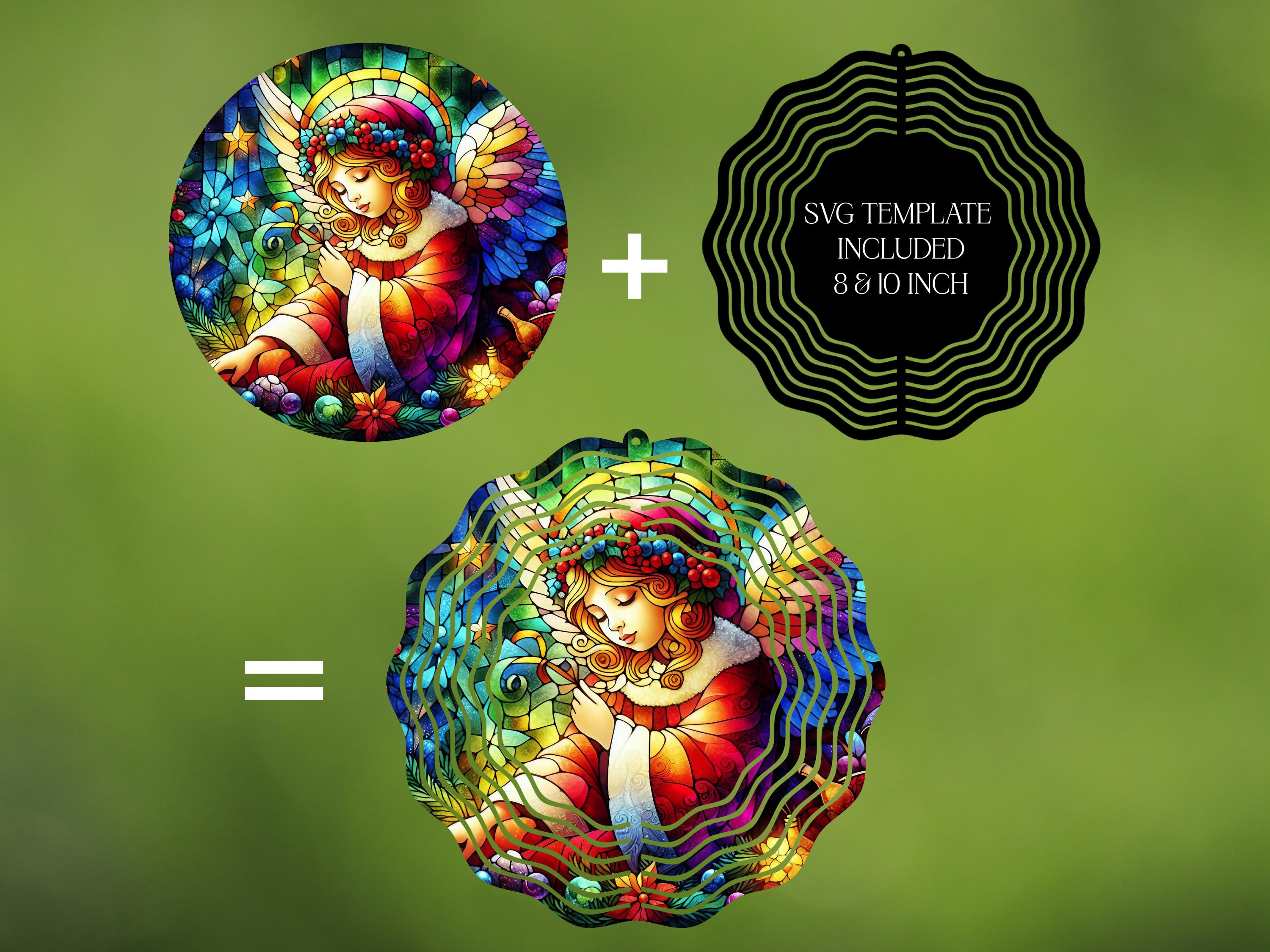 Angel Wind Spinner Stained Glass Sublimation Design Template Wind ...