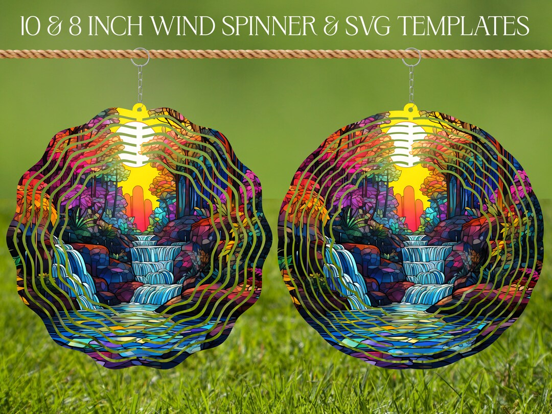 Waterfall Wind Spinner Stained Glass PNG Sublimation Design Template ...