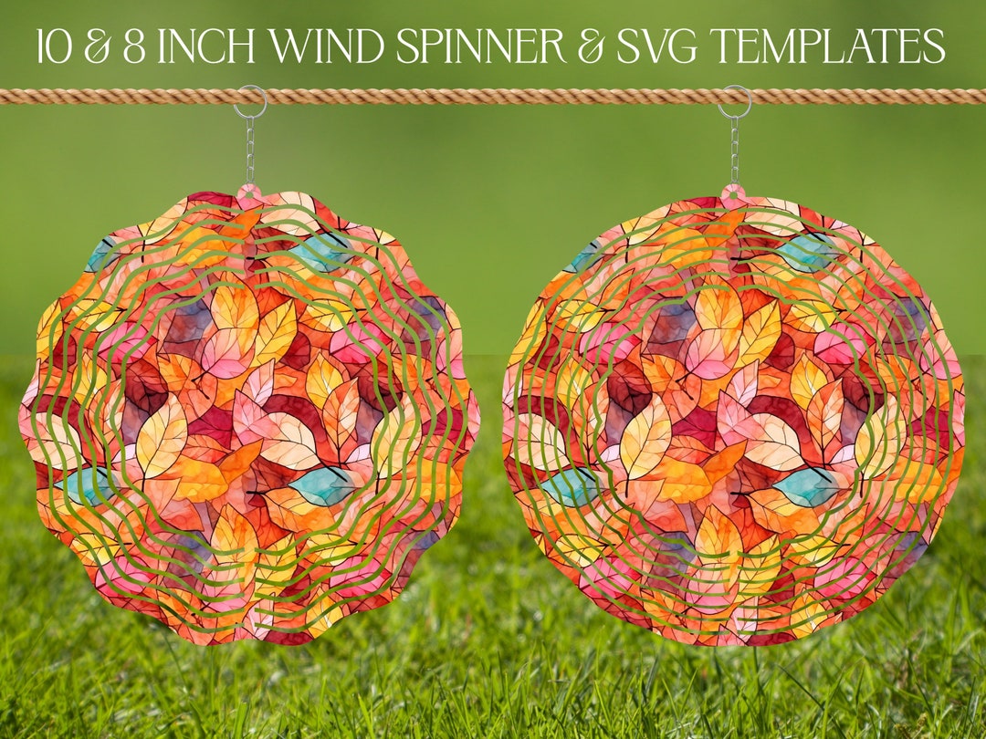 Fall Leaves Wind Spinner Stained Glass Sublimation Design Template ...